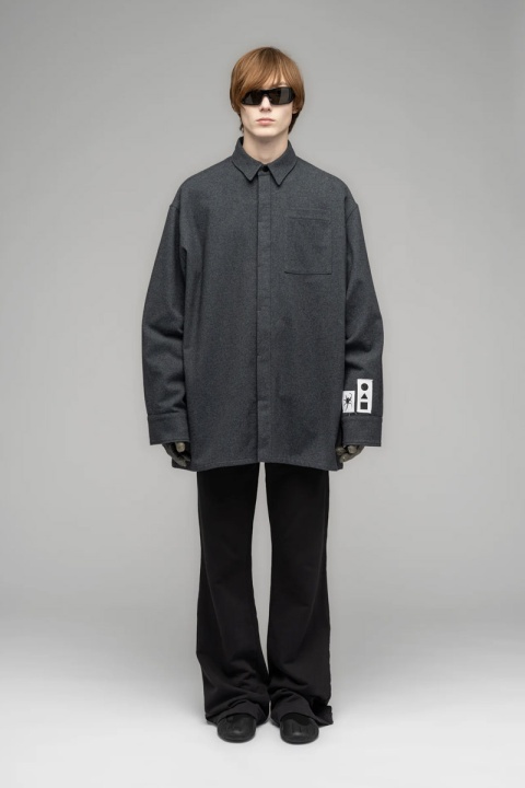 032C "Groundforms" Flannel Overshirt - Painter's Grey