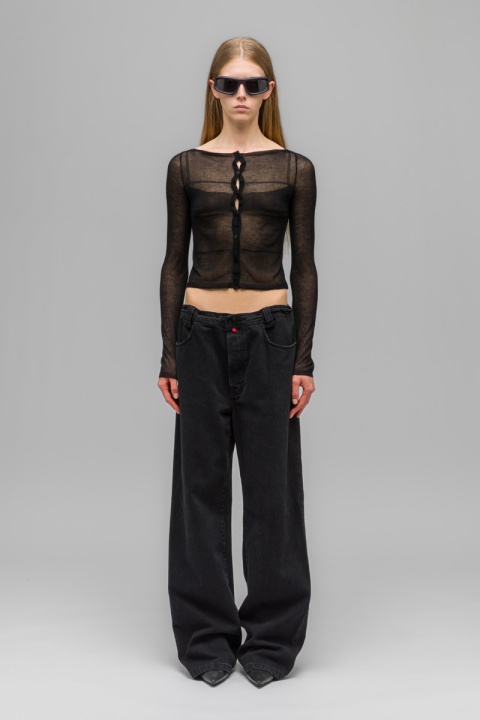 032C New Classic Wide Leg Jean - Washed Black