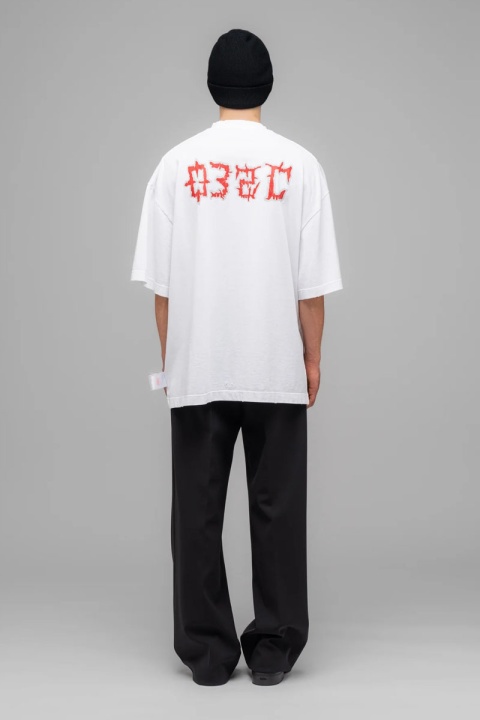 032C "On Fire" Oversized Tee - White
