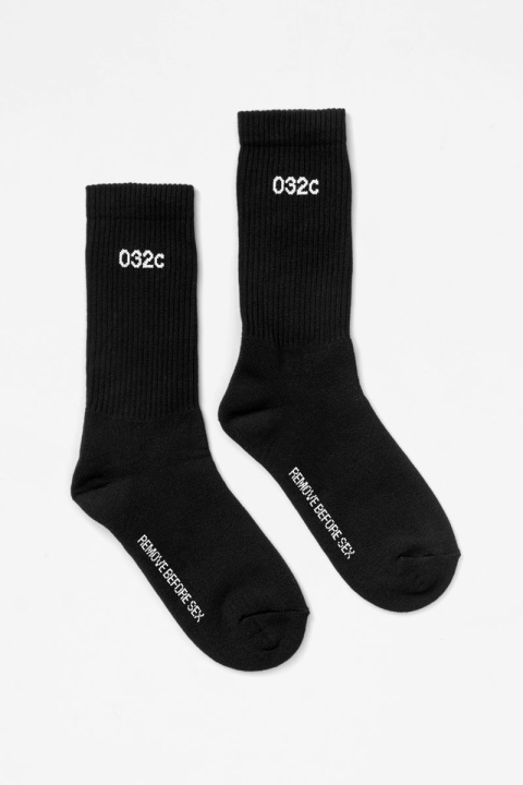 032C "Remove Before Sex" Crew Socks - Black/White