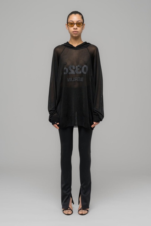 032C "Selfie" Translucent Hooded Knit - Black