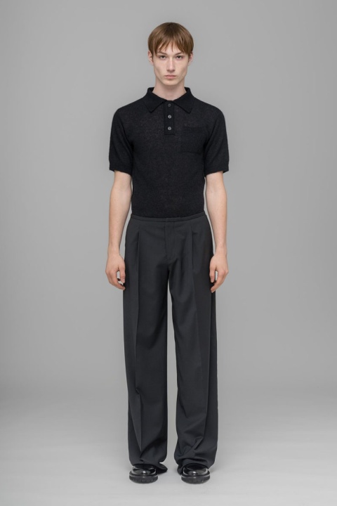 032C "Office Attire" Wide Leg Suit Pants - Black
