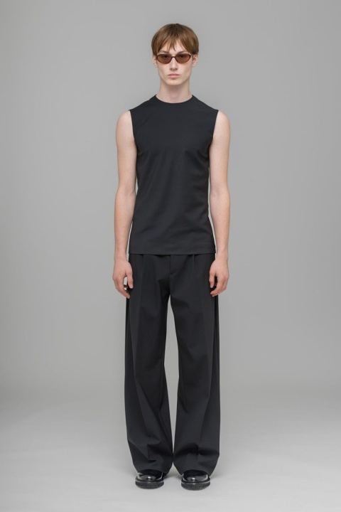 032C "Office Attire" Cropped Suit Shell - Black