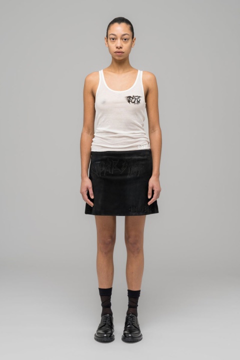 032C "Black Sun" Fine Rib Tank Top - Soft White