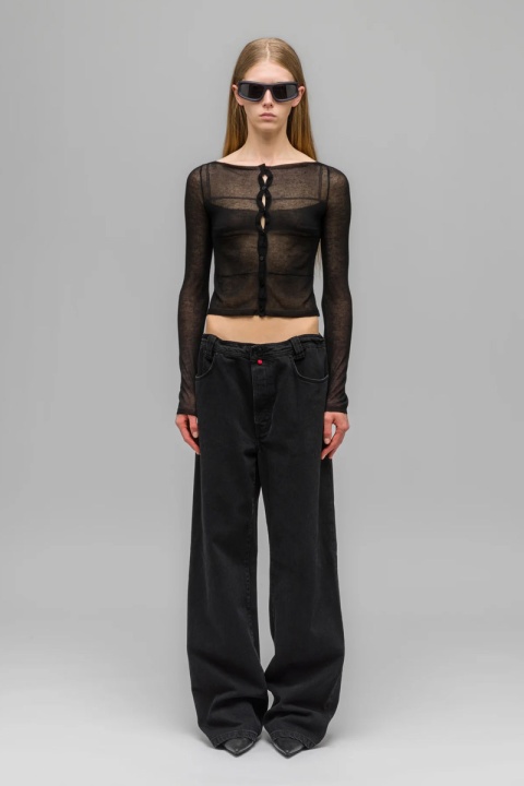 032C "Trompe L'Oeil" Cashmere Blend Cardigan - Black