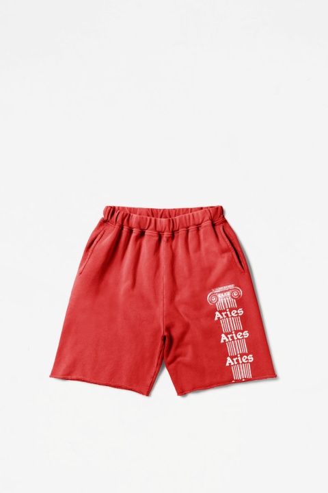 Aries Aged Ancient Column Sweatshort - Red