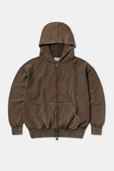 Aries Aged Reverso Temple Zip Through Hoodie - Brown