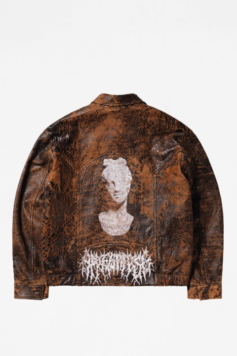 Aries Distressed Leather Jacket - Brown