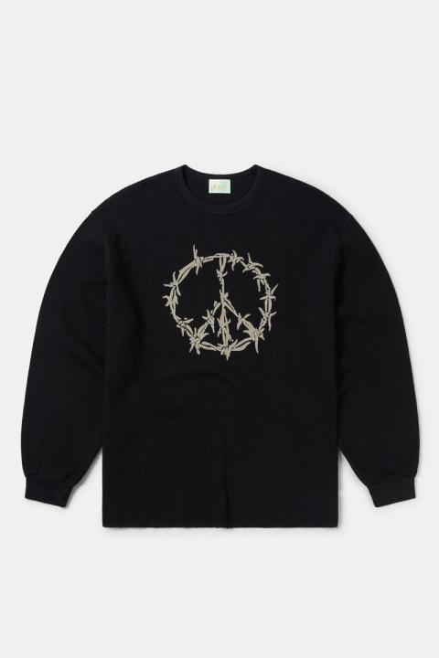 Aries Peace Press Gothic Waffle LS Tee - Black