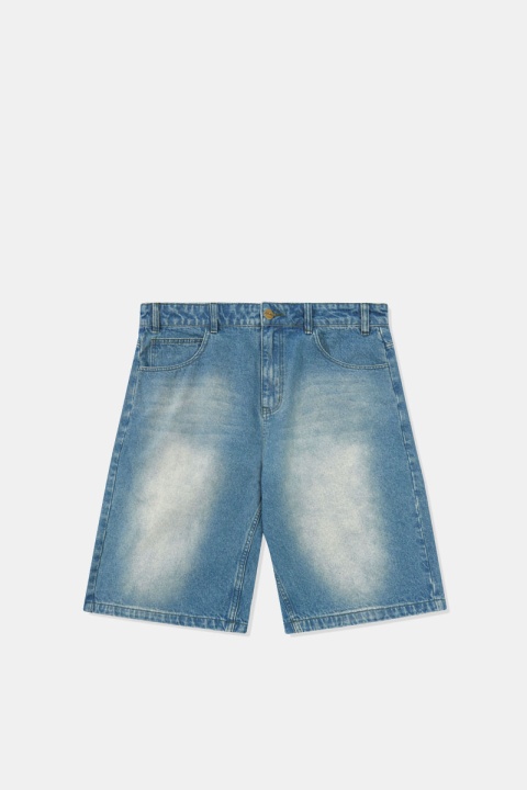 Butter Goods Warped Denim Shorts - Washed Mid Blue