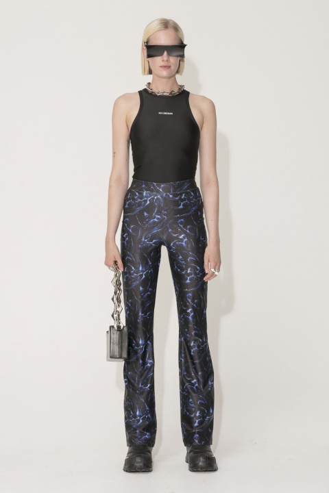 Han Kjobenhavn Chrome Tribal Stretch Flared Trousers - Blue