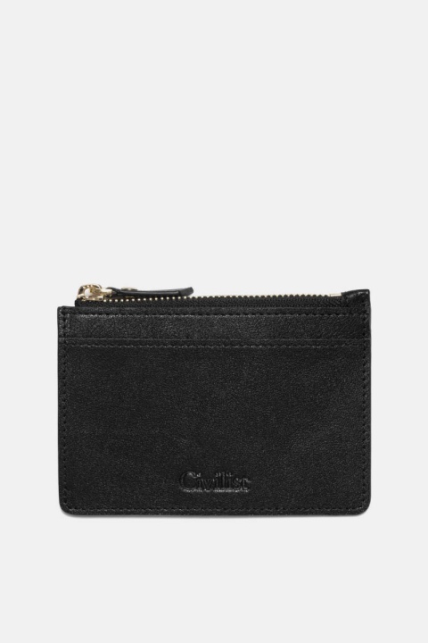 Civilist Zippered Leather Pouch - Black