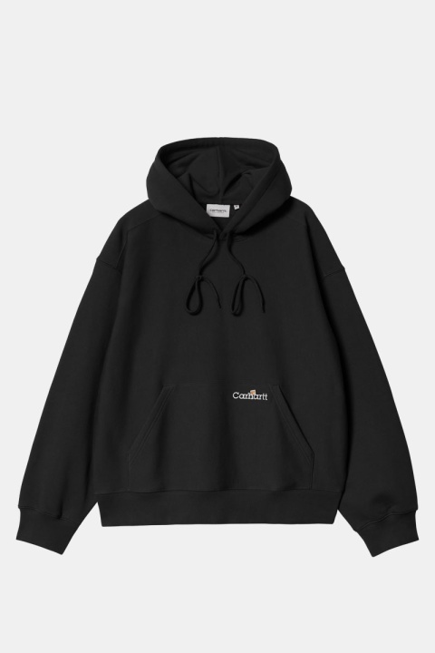 Carhartt WIP Hooded Label Script Sweat - Black