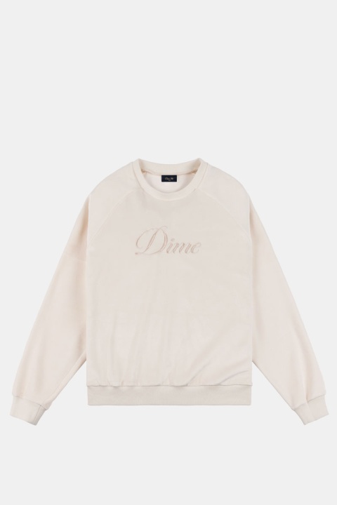 Dime Cursive Velvet Crewneck - Ivory