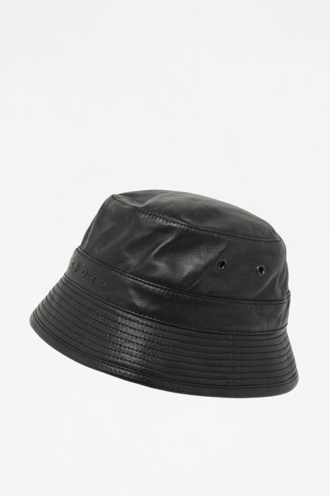 Edwin Leather Bucket Hat - Black