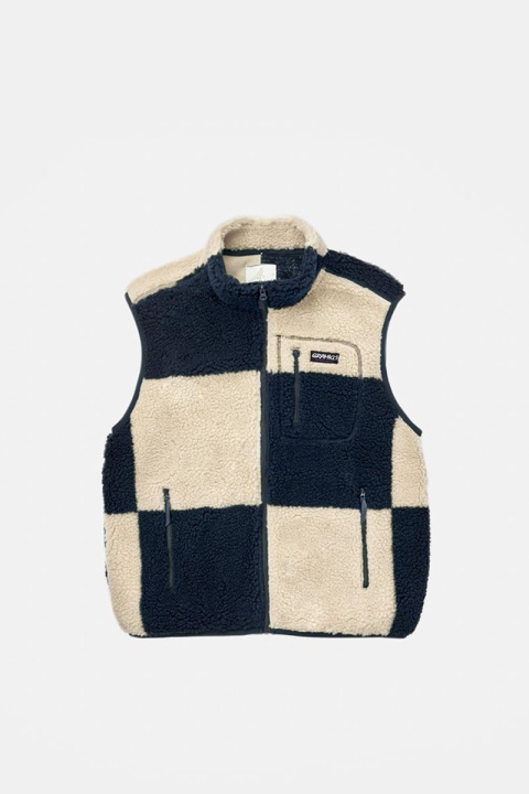 Gramicci Checkered Sherpa Vest - Natural/Navy Check