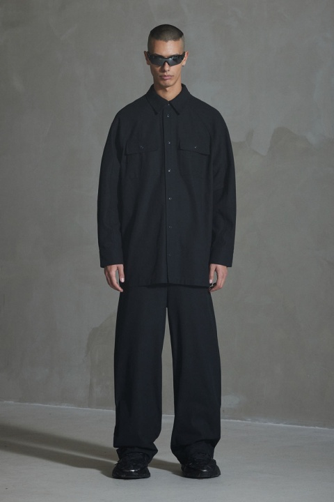 Han Kjobenhavn Oversized Cotton Twill LS Shirt - Anthracite Black