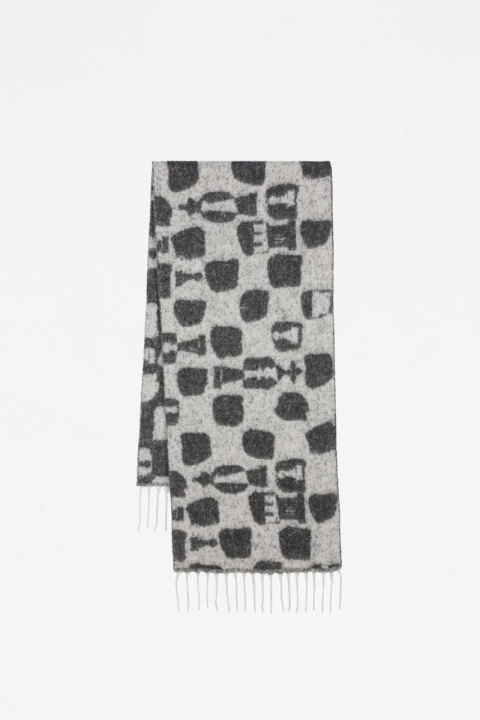 Henrik Vibskov Chess Wool Scarf - White Black Chess