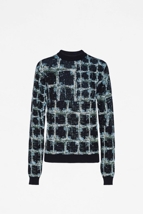 Henrik Vibskov Dusk Knitted Blouse - Black Shibori Checks