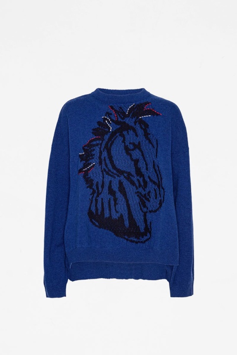 Henrik Vibskov Horse Head Knit Jumper - Blue Horse Head