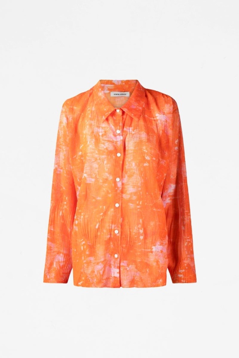 Henrik Vibskov Short Mesh Plissé Shirt - Orange Riddle