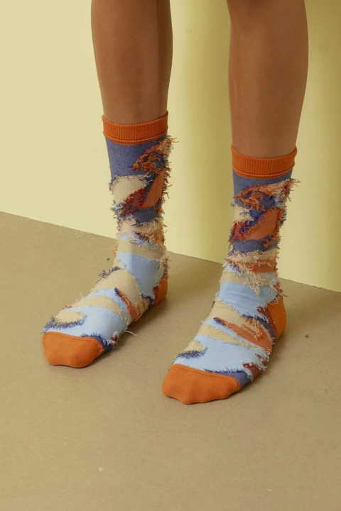 Henrik Vibskov Zubird Socks Femme - Apricot Navy Bird