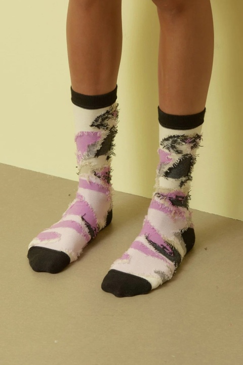 Henrik Vibskov Zubird Socks Femme - Beige Pink Bird