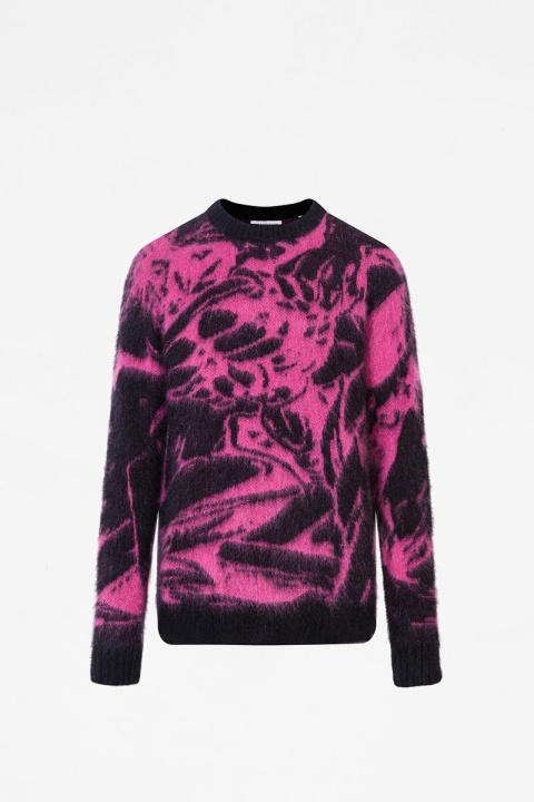 Han Kjobenhavn Oversized Jacquard Knit Crewneck - Black Magenta