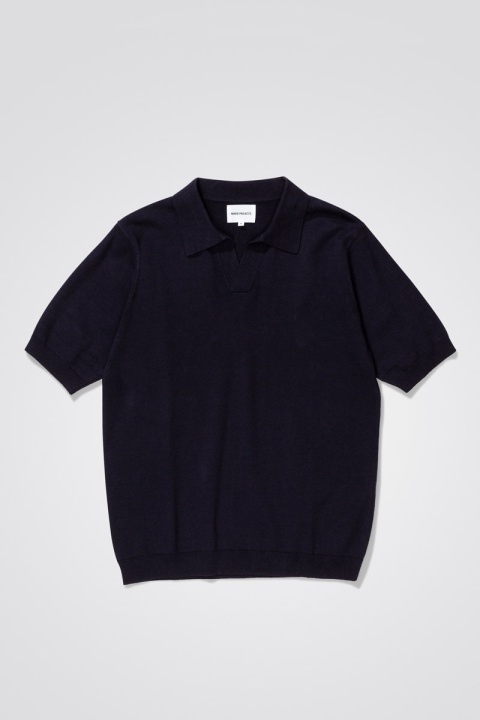 Norse Projects Leif Cotton Linen Polo - Dark Navy