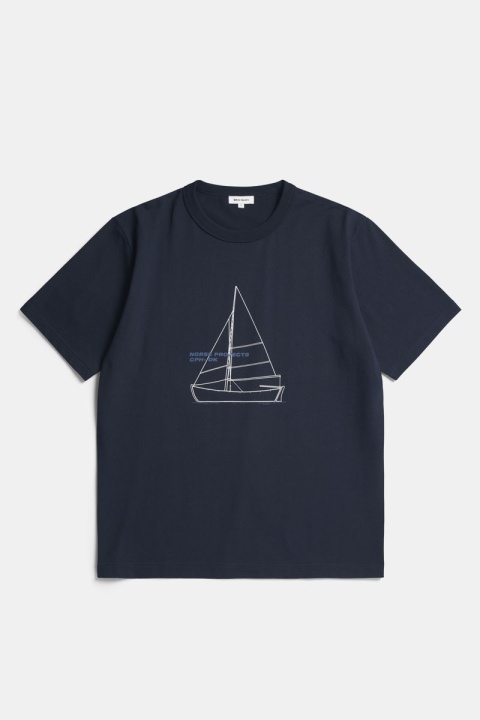 Norse Projects Holger Organic Boat Print Tee - Dark Navy