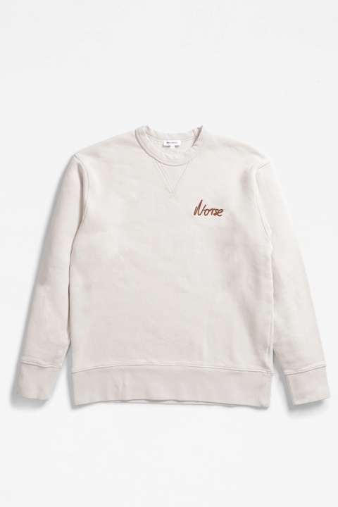 Norse Projects Arne Relaxed Organic Chain Stitch Logo Sweatshirt - Marble white