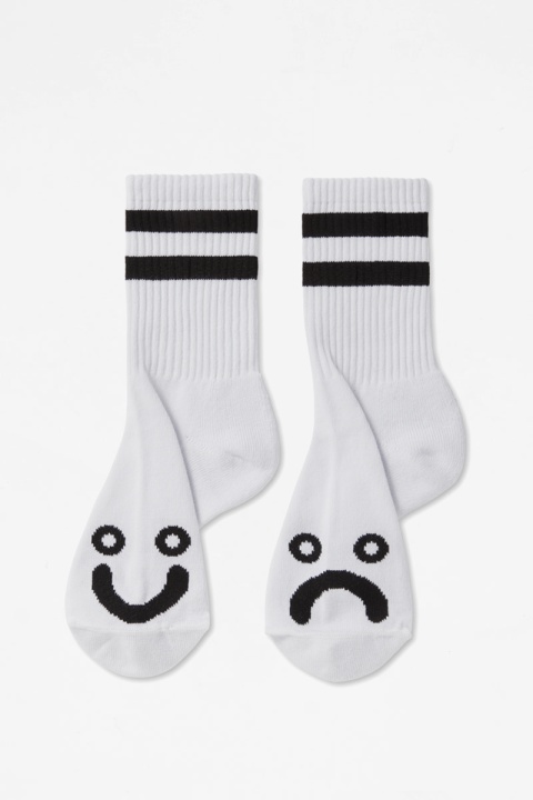 Polar Skate Co. Happy Sad Rib Socks - White