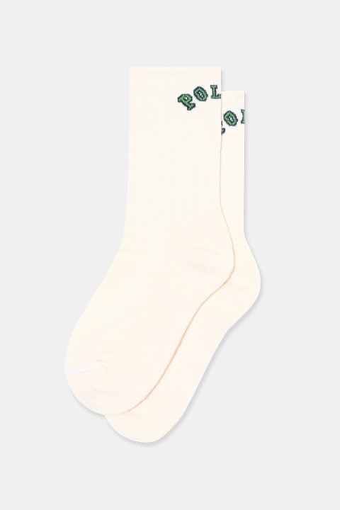 Polar Skate Co. College Logo Large Rib Socks - Cloud White