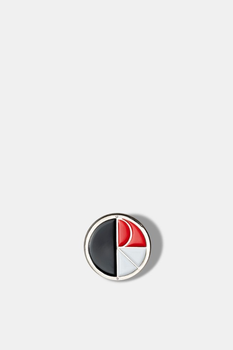 Polar Skate Co. Fill Logo Pin - Silver/Black/Red