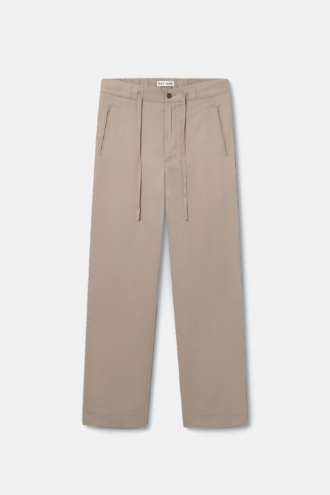 Past Tense Wide Leg Drawstring Tencel Trousers - Light Khaki