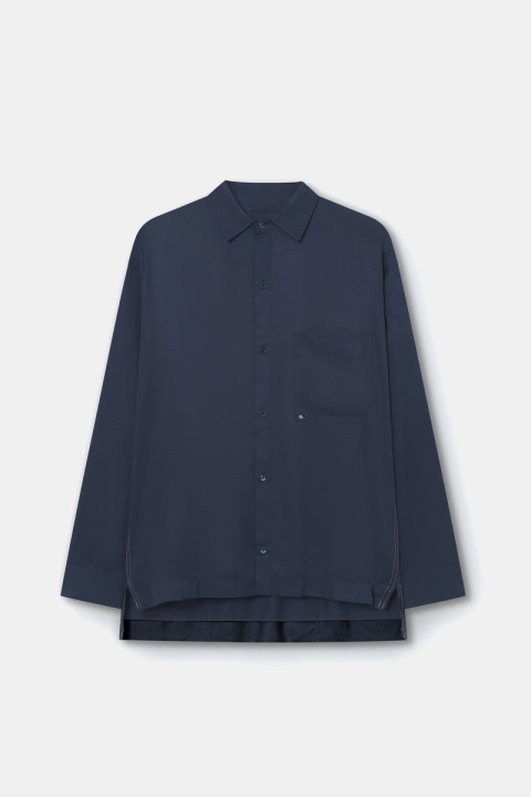 Past Tense Regular Collar Tencel LS Shirt - Dark Navy