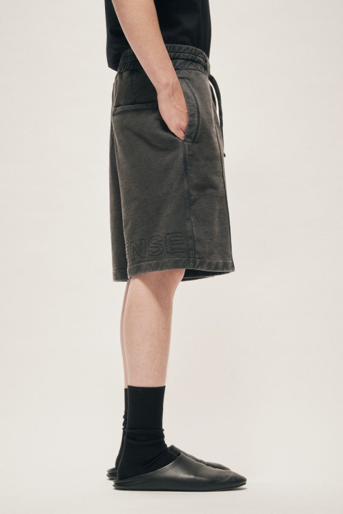 Past Tense Contrast Stitch Sweatshorts - Washed Black