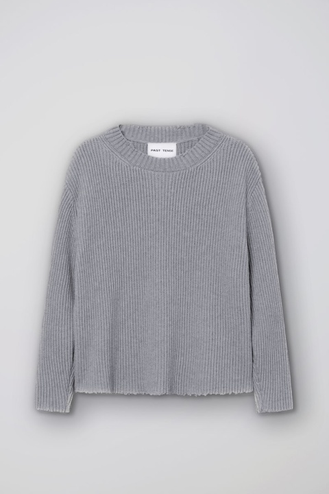 Past Tense Deconstructed Crewneck Knit - Grey Melange
