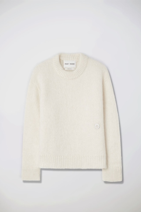 Past Tense Brushed Crewneck Knit - Off White