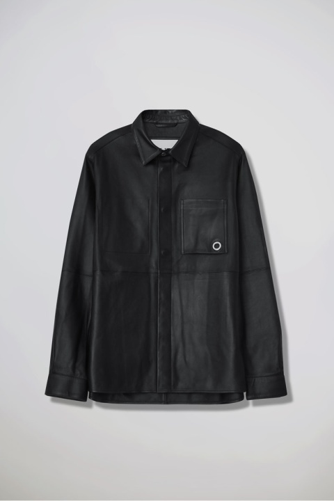 Past Tense Leather Overshirt - Black