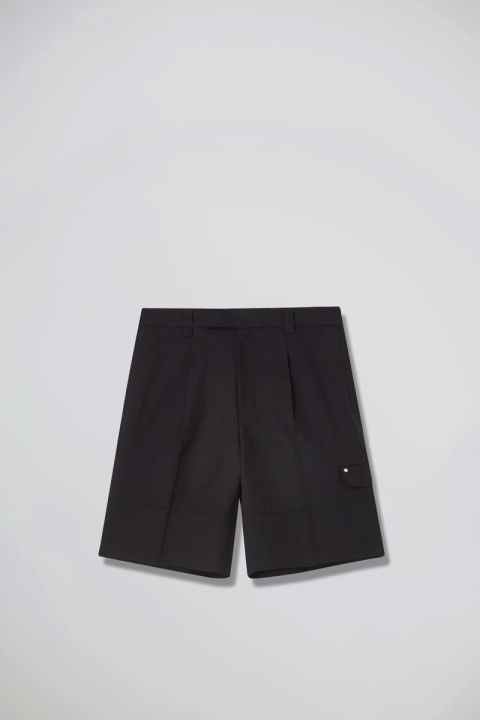 Past Tense Wide Leg Wool Shorts - Black