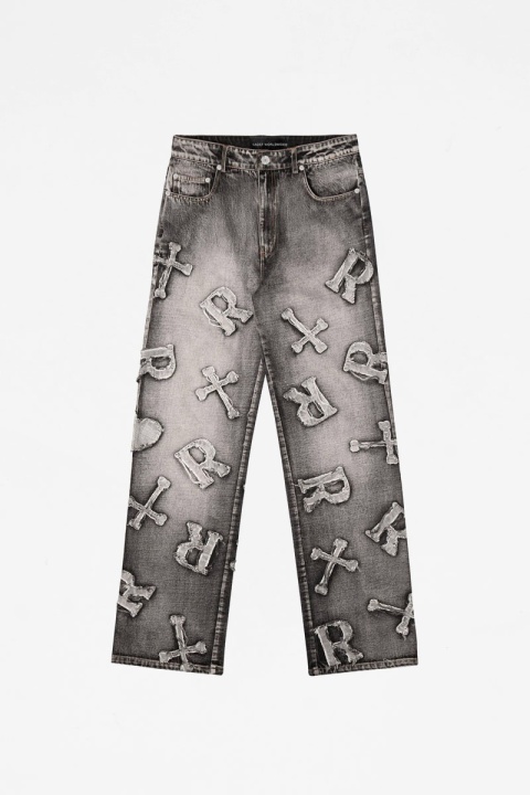 Racer Worldwide Washed Black Patch Jeans