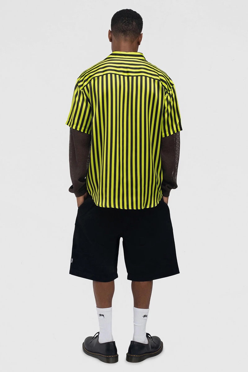 Stussy Striped Silk Shirt - Black