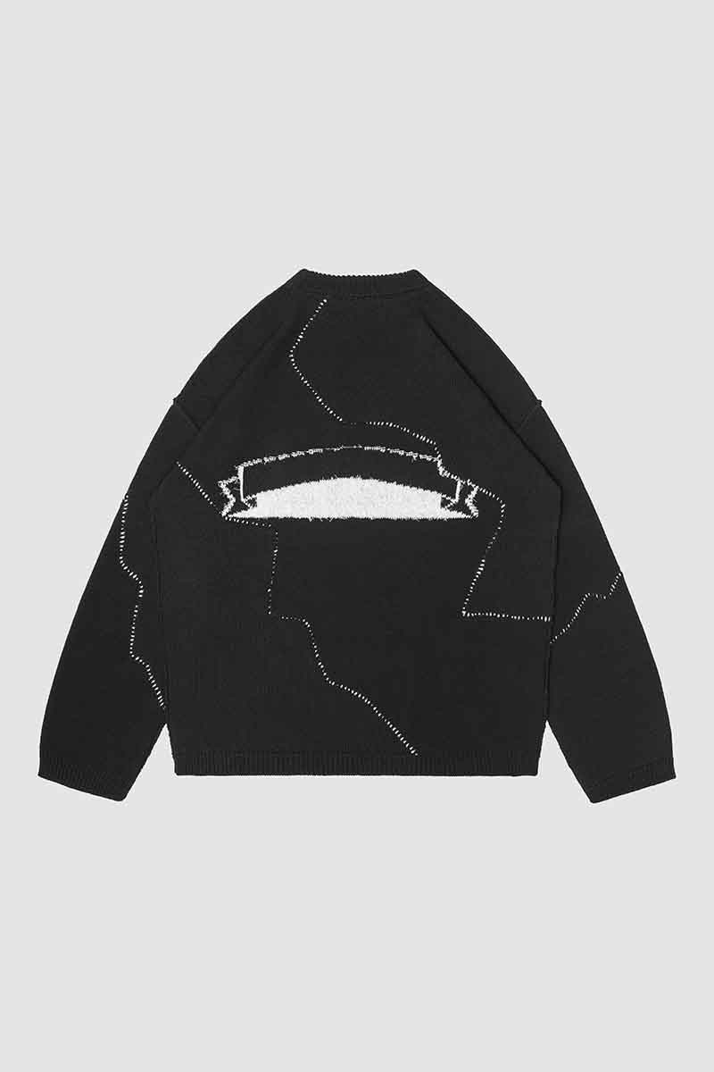 Racer Worldwide Black Chenille Bone Knit Sweater