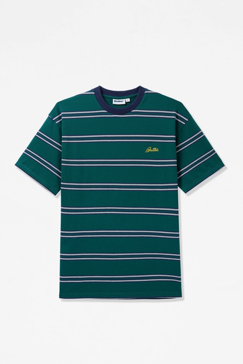 Butter Goods Market Stripe Tee - Forest