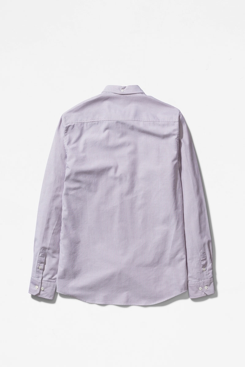Norse Projects Anton Oxford - Eggplant/Dark Navy Stripe