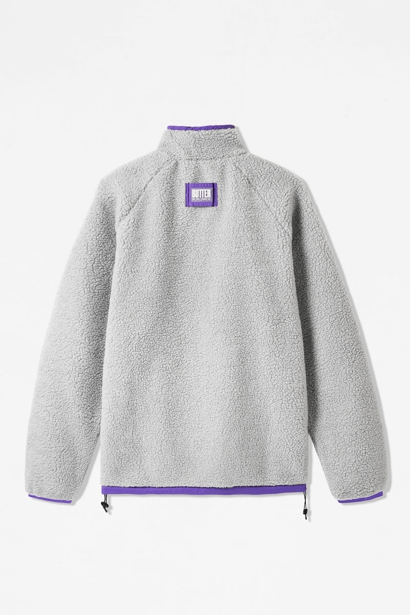 Butter Goods Glacier Sherpa 1/4 Zip - Light Grey