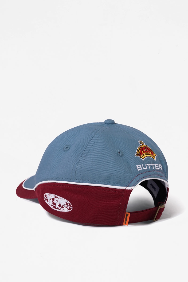 Butter Goods Internationale 6 Panel Cap - Slate/Ruby