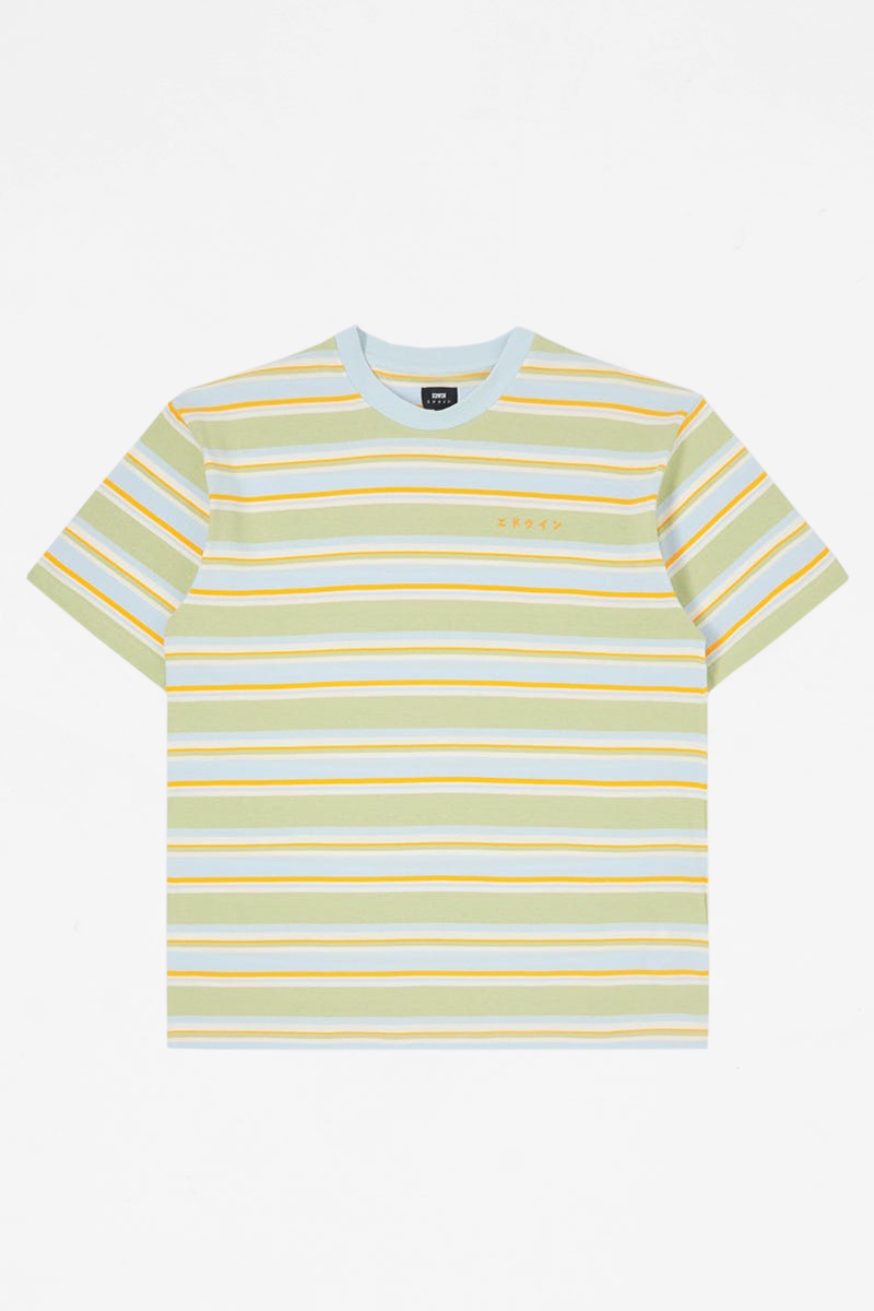 Edwin Quarter Tee - Frosty Green/Blue