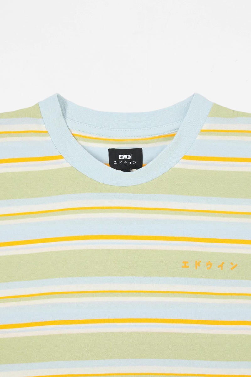 Edwin Quarter Tee - Frosty Green/Blue